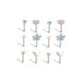 Multi-Pack CZ Heart Flower L-Bend Nose Rings 12 Pack - 20 Gauge at Spencer's
