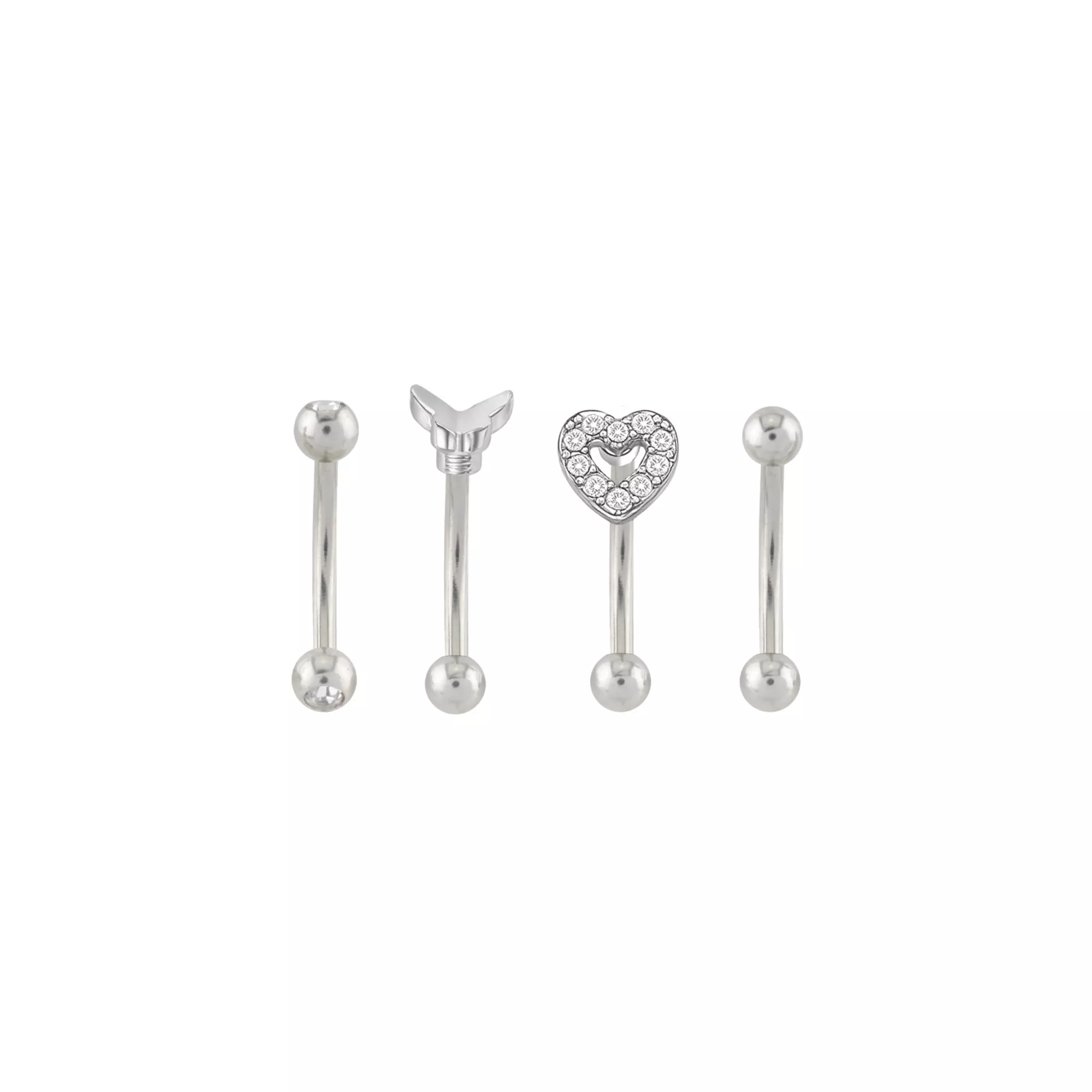 Multi-Pack Butterfly Heart CZ Belly Rings 4 Pack - 16 Gauge at Spencer's