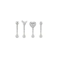 Multi-Pack Butterfly Heart CZ Belly Rings 4 Pack - 16 Gauge at Spencer's