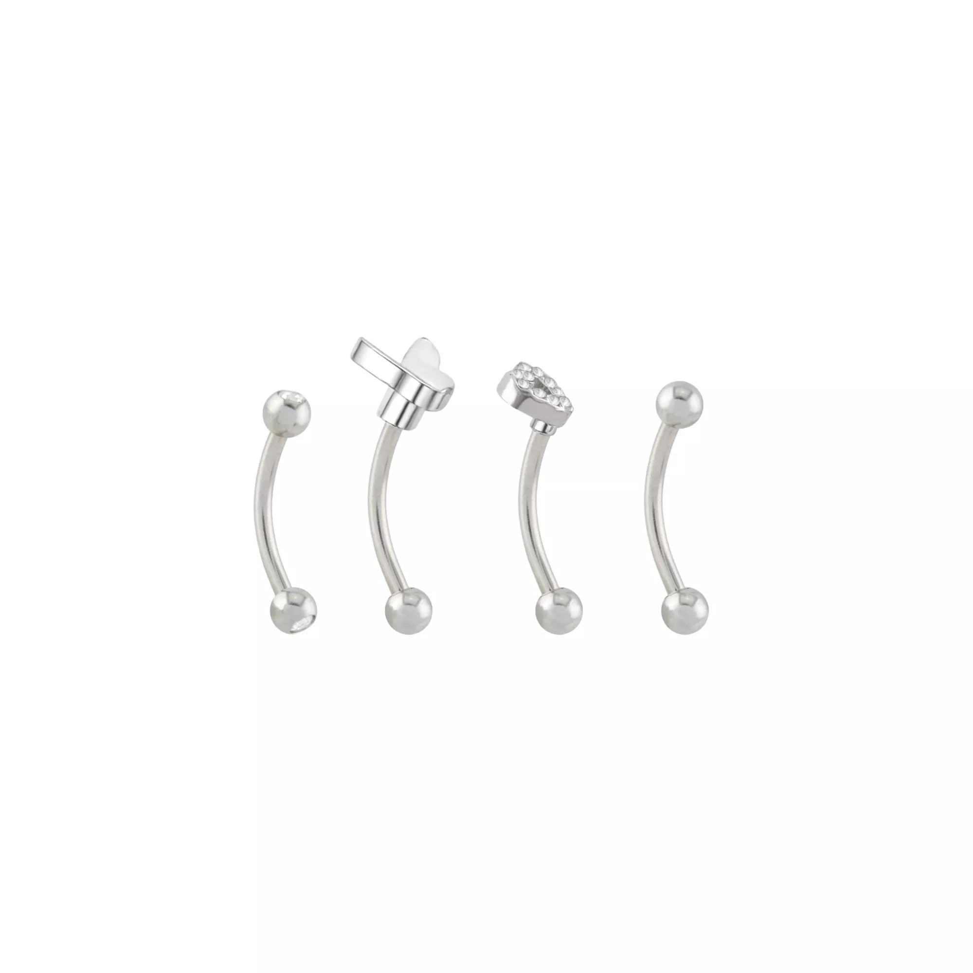 Multi-Pack Butterfly Heart CZ Belly Rings 4 Pack - 16 Gauge at Spencer's