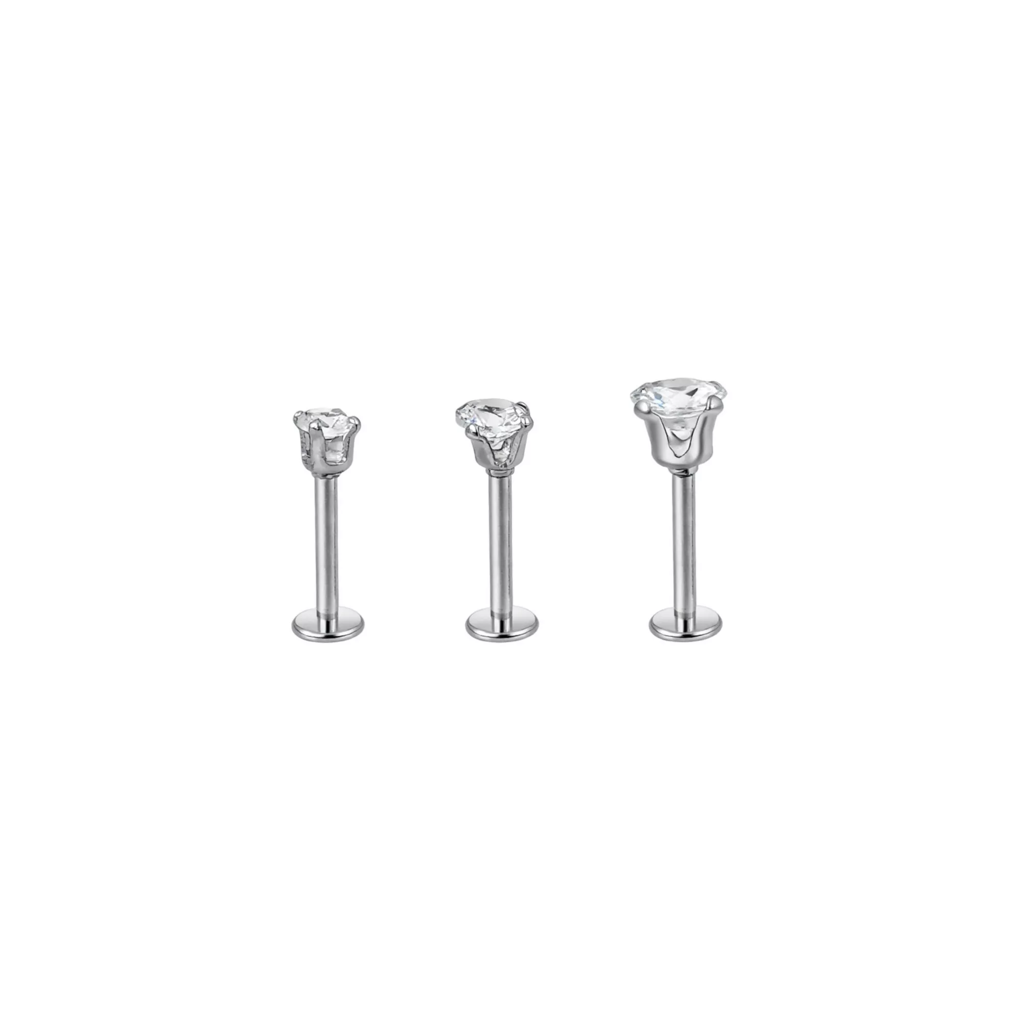 Multi-Pack CZ Labret Lip Rings 3 Pack - 16 Gauge