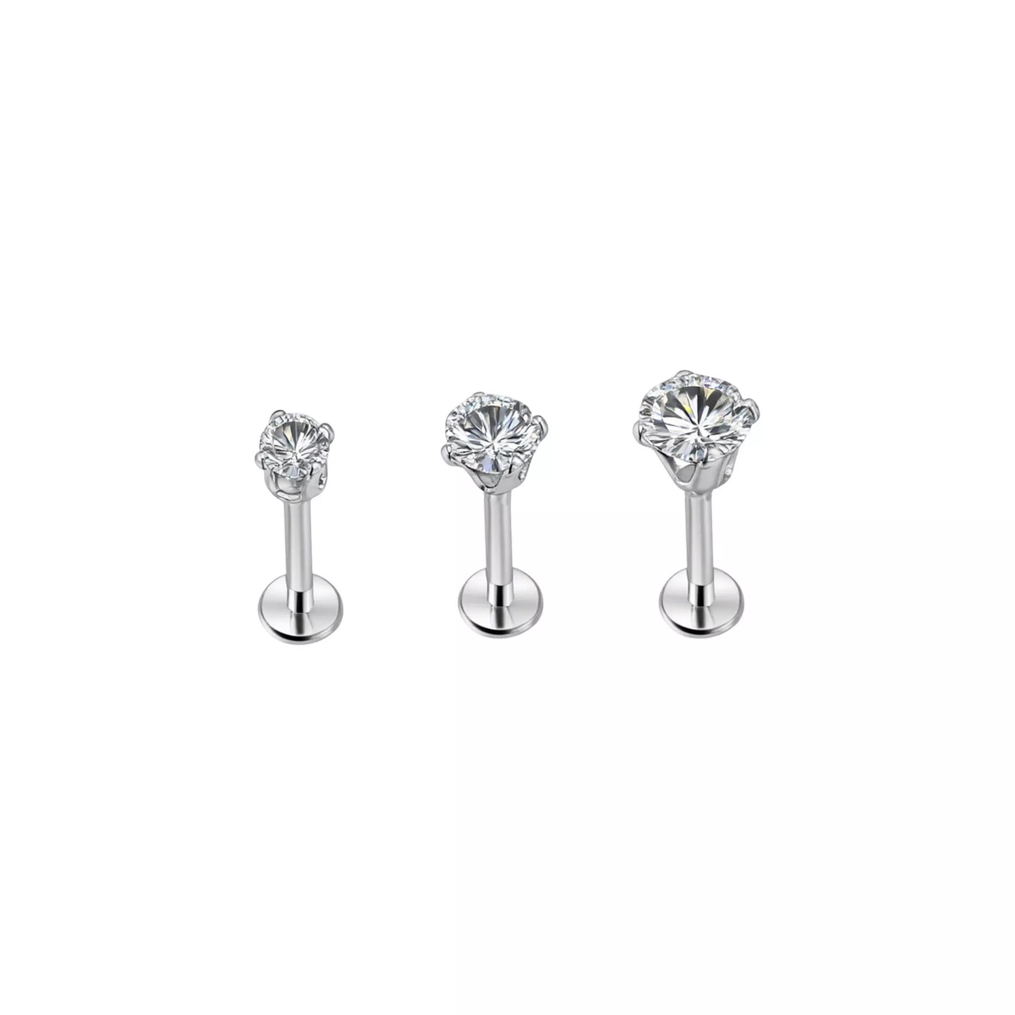 Multi-Pack CZ Labret Lip Rings 3 Pack - 16 Gauge