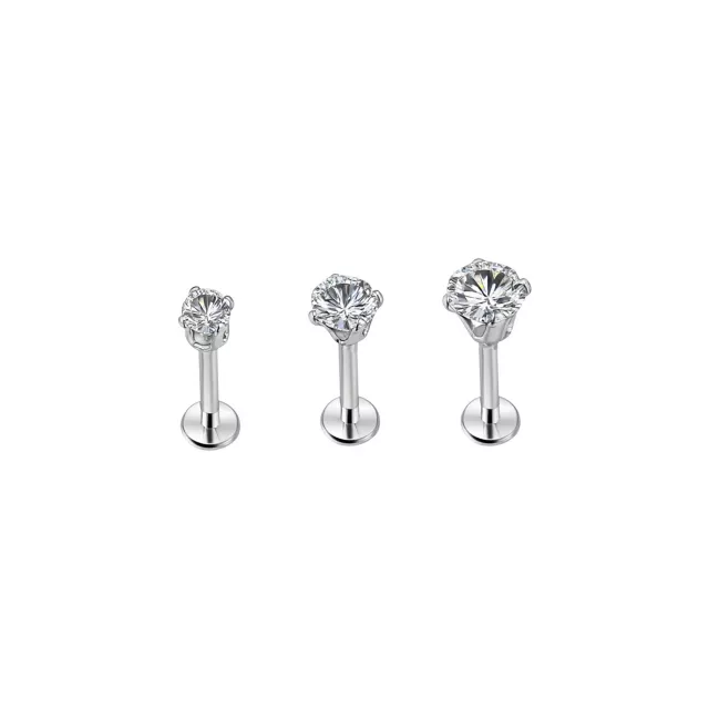 Multi-Pack CZ Labret Lip Rings 3 Pack - 16 Gauge at Spencer's