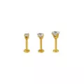 Multi-Pack CZ Goldtone Labret Lip Rings 3 Pack - 16 Gauge at Spencer's