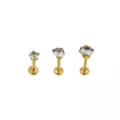 Multi-Pack CZ Goldtone Labret Lip Rings 3 Pack - 16 Gauge at Spencer's
