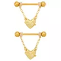 Gold-Plated Shooting Star Heart Dangle Nipple Barbells - 14 Gauge at Spencer's