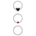 Multi-Pack CZ Silver-Tone Titanium Spiked Heart Hinged Hoop Rings 3 Pack - 16 Gauge at Spencer's