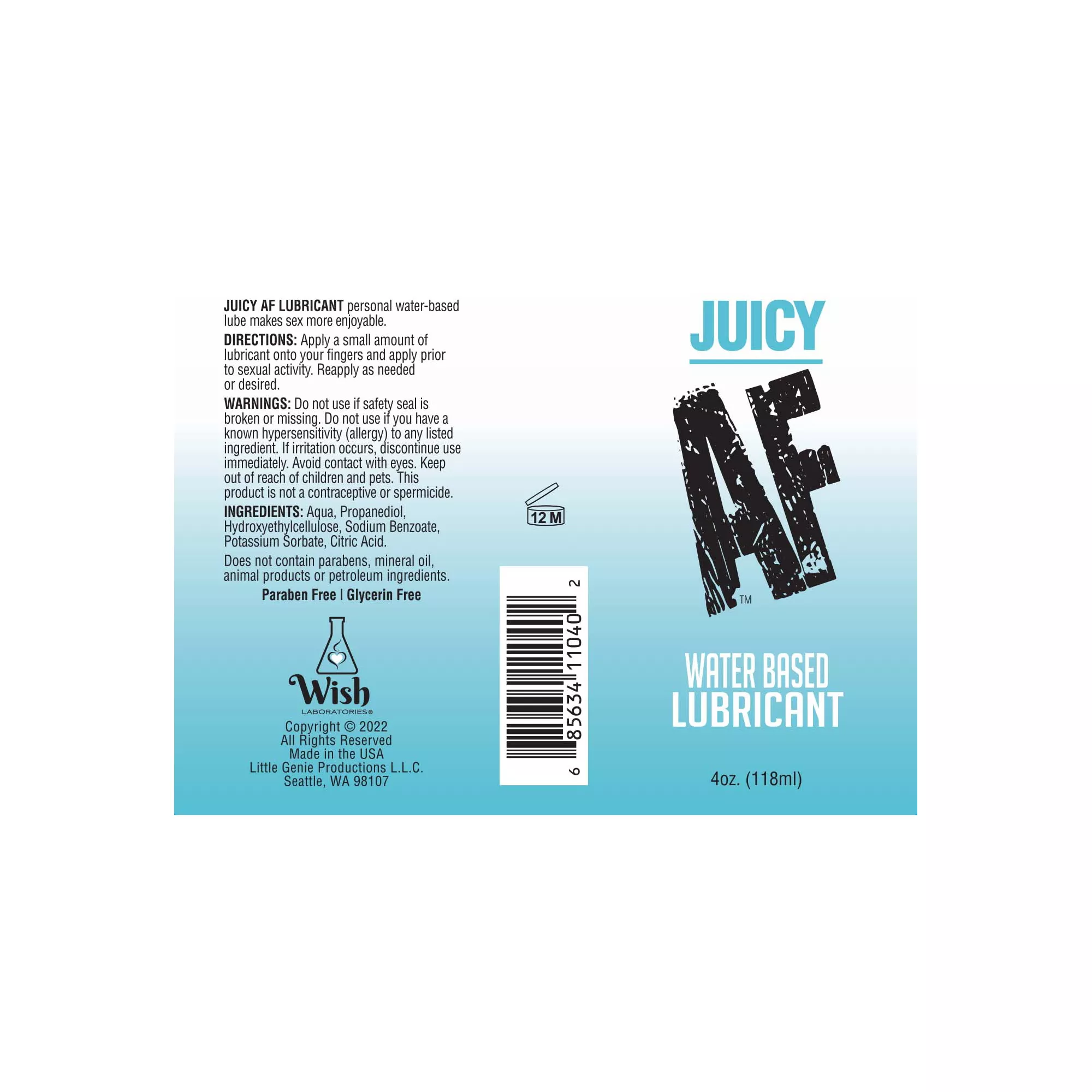 Juicy AF Water-Base Lube - 4 oz.