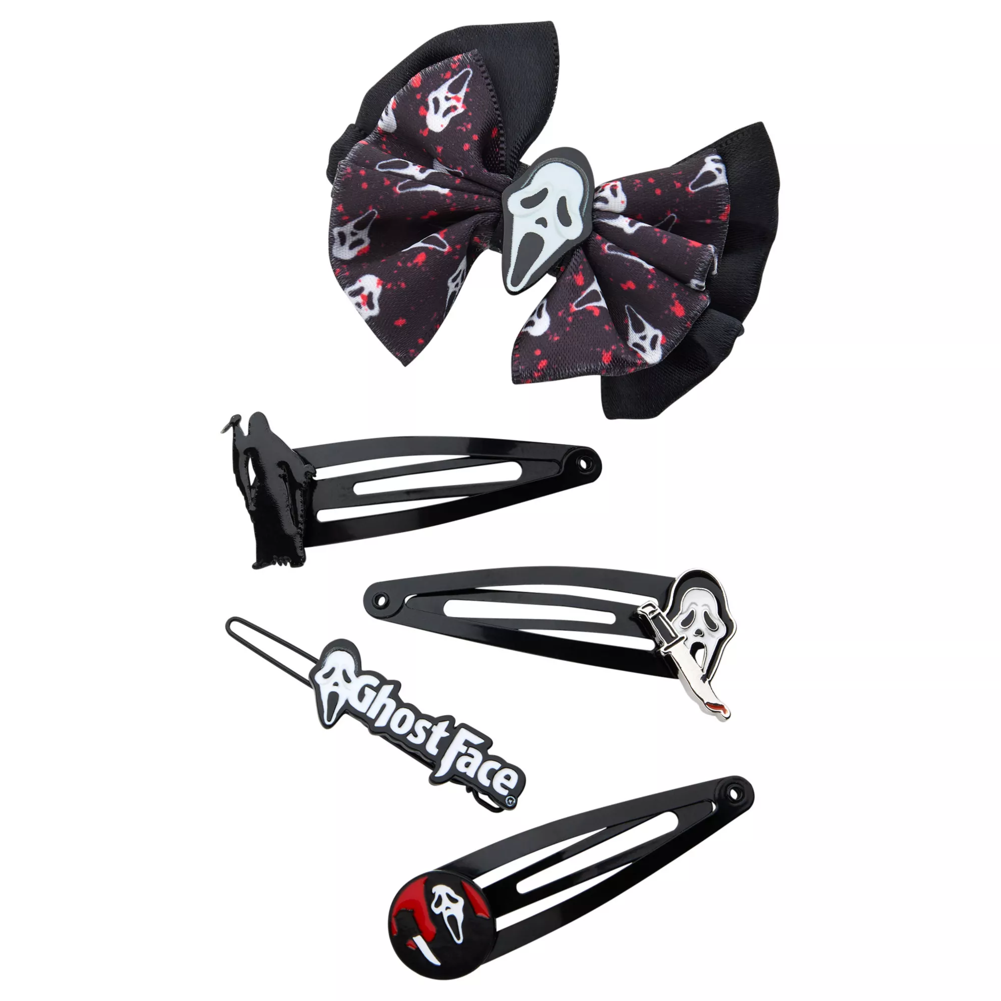 Multi-Pack Ghost Face Bow Knife Hair Clips - 5 Pack