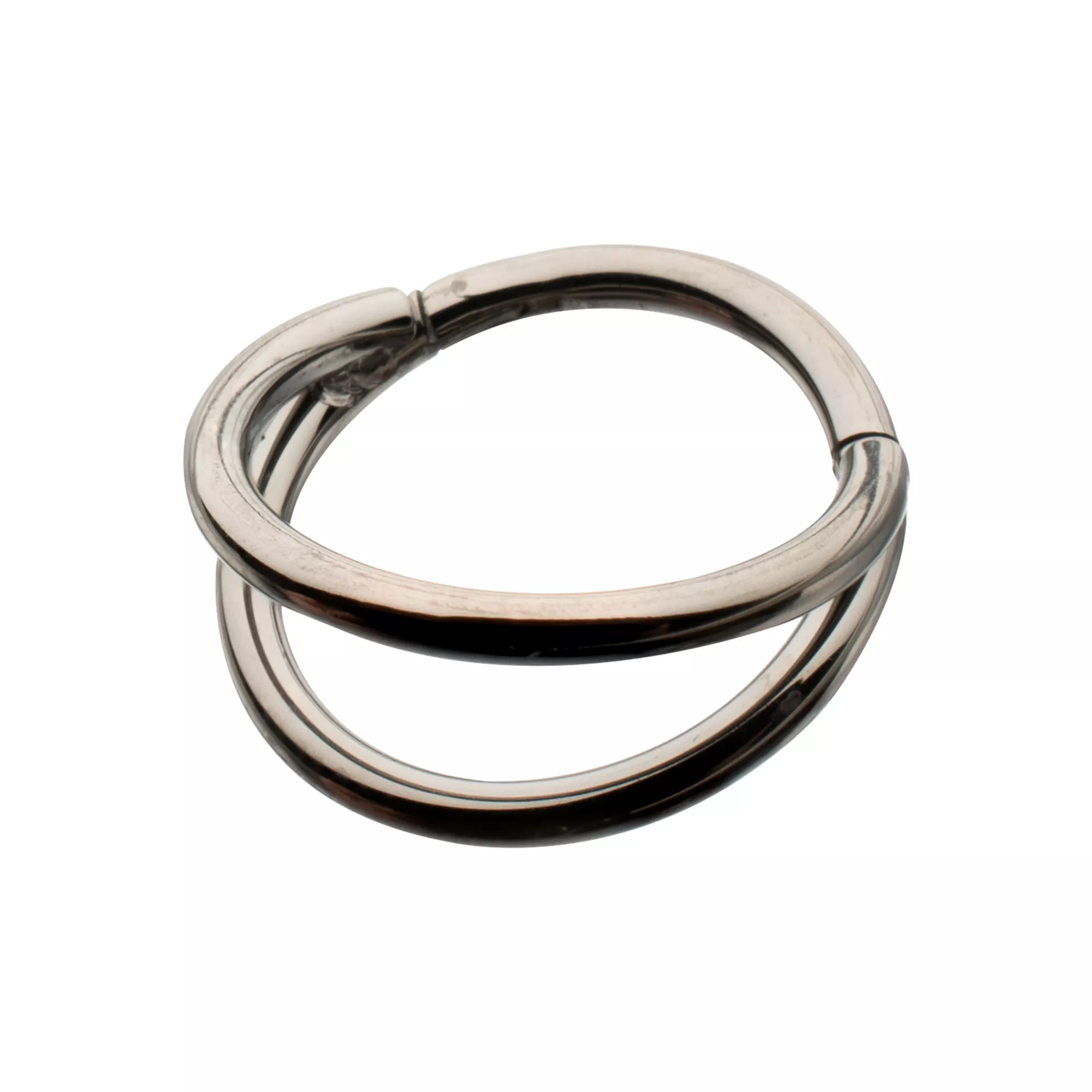 ASTM F-136 Titanium Silver-Tone Double Row Hinged Hoop Nose Ring - 18 Gauge at Spencer's