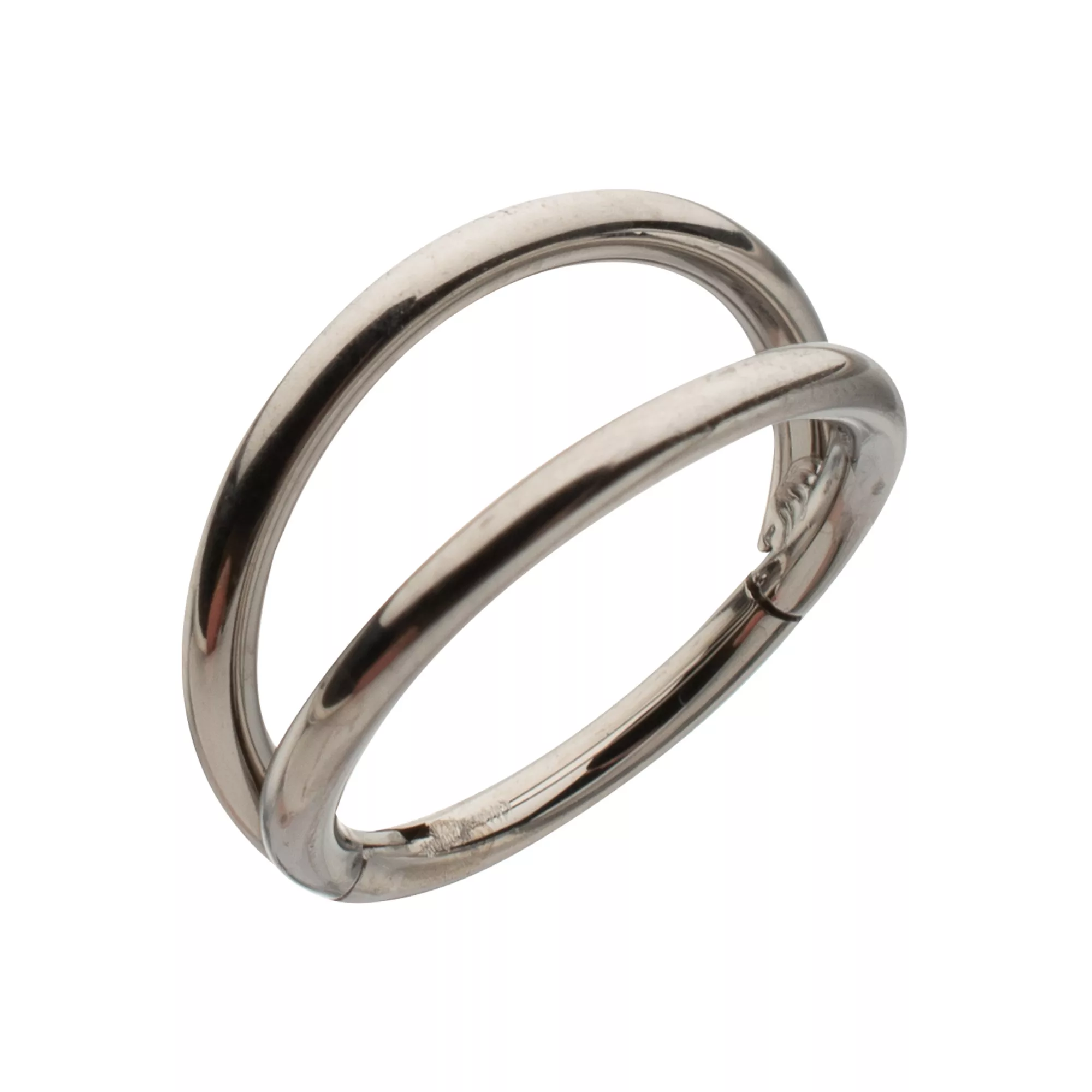 ASTM F-136 Titanium Silver-Tone Double Row Hinged Hoop Nose Ring - 18 Gauge at Spencer's
