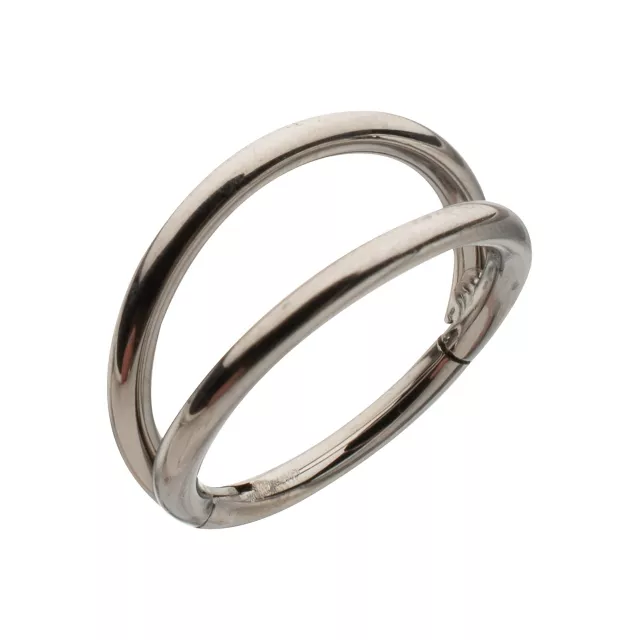 ASTM F-136 Titanium Silver-Tone Double Row Hinged Hoop Nose Ring - 18 Gauge at Spencer's