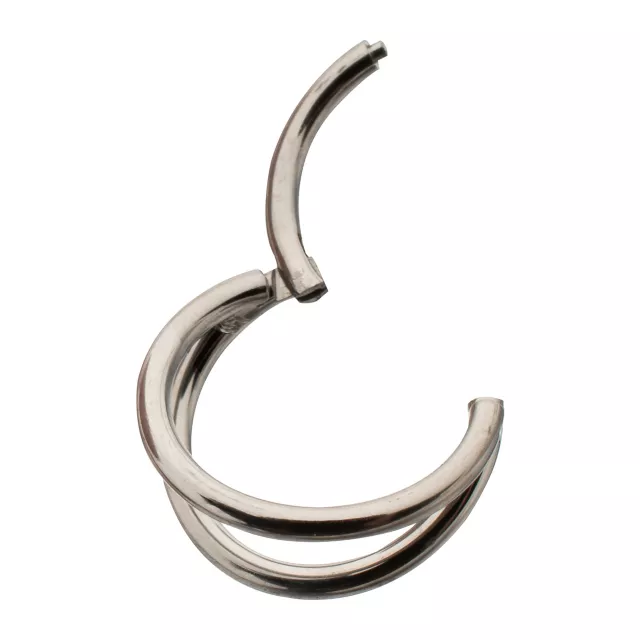 ASTM F-136 Titanium Silver-Tone Double Row Hinged Hoop Nose Ring - 18 Gauge at Spencer's
