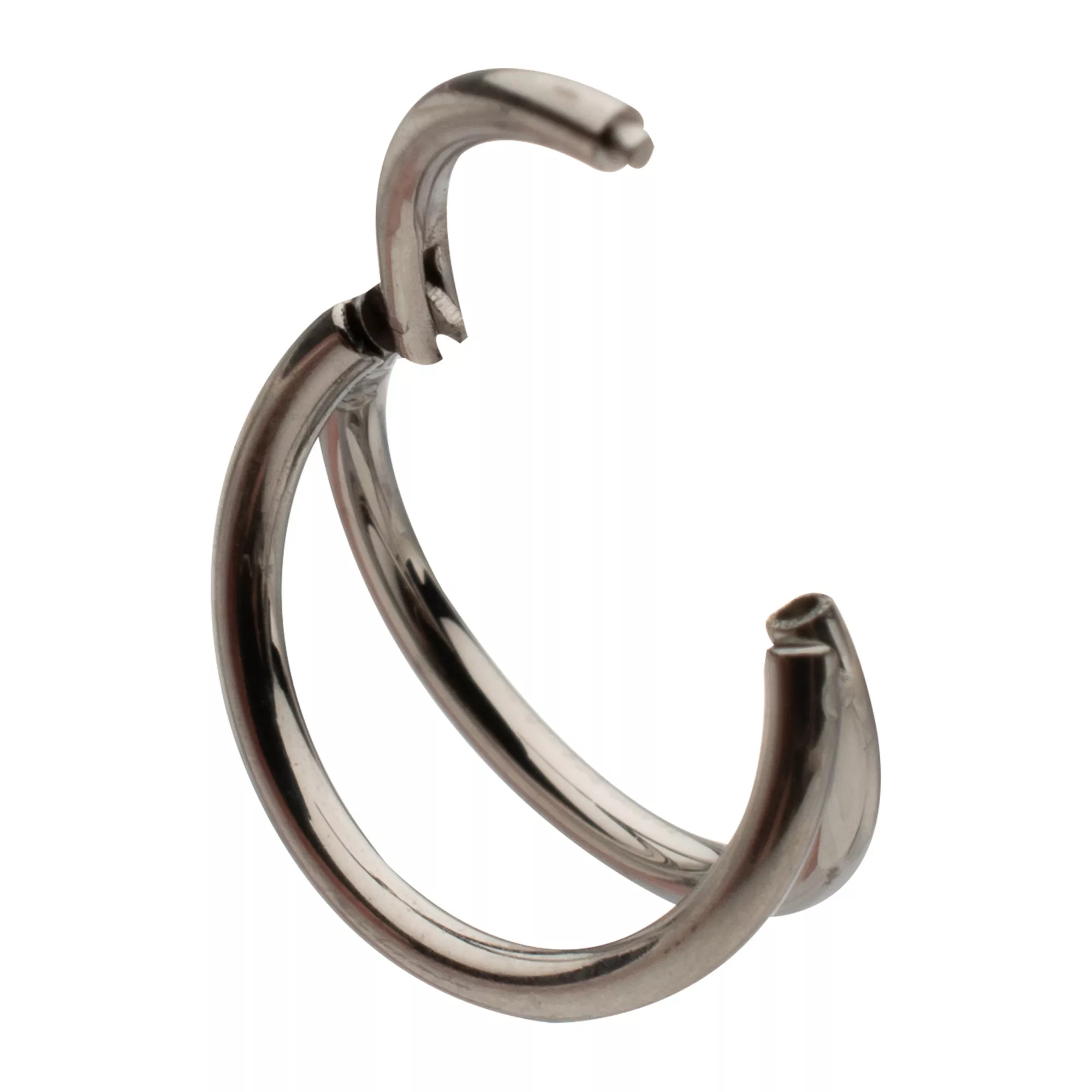 ASTM F-136 Titanium Silver-Tone Double Row Hinged Hoop Nose Ring - 18 Gauge at Spencer's