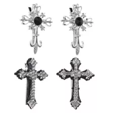 Multi-Pack Gothic Cross Black and Silver-Tone Hair Clips - 4 Pack at Spencer's