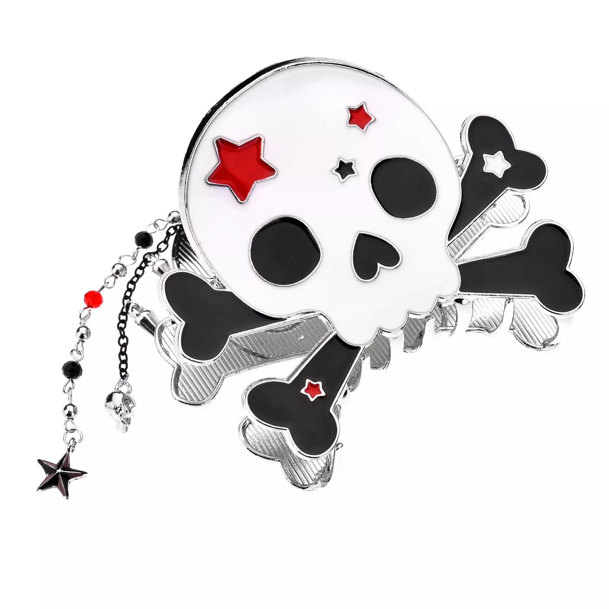 Red and White Skull Claw Hair Clip at Spencer's