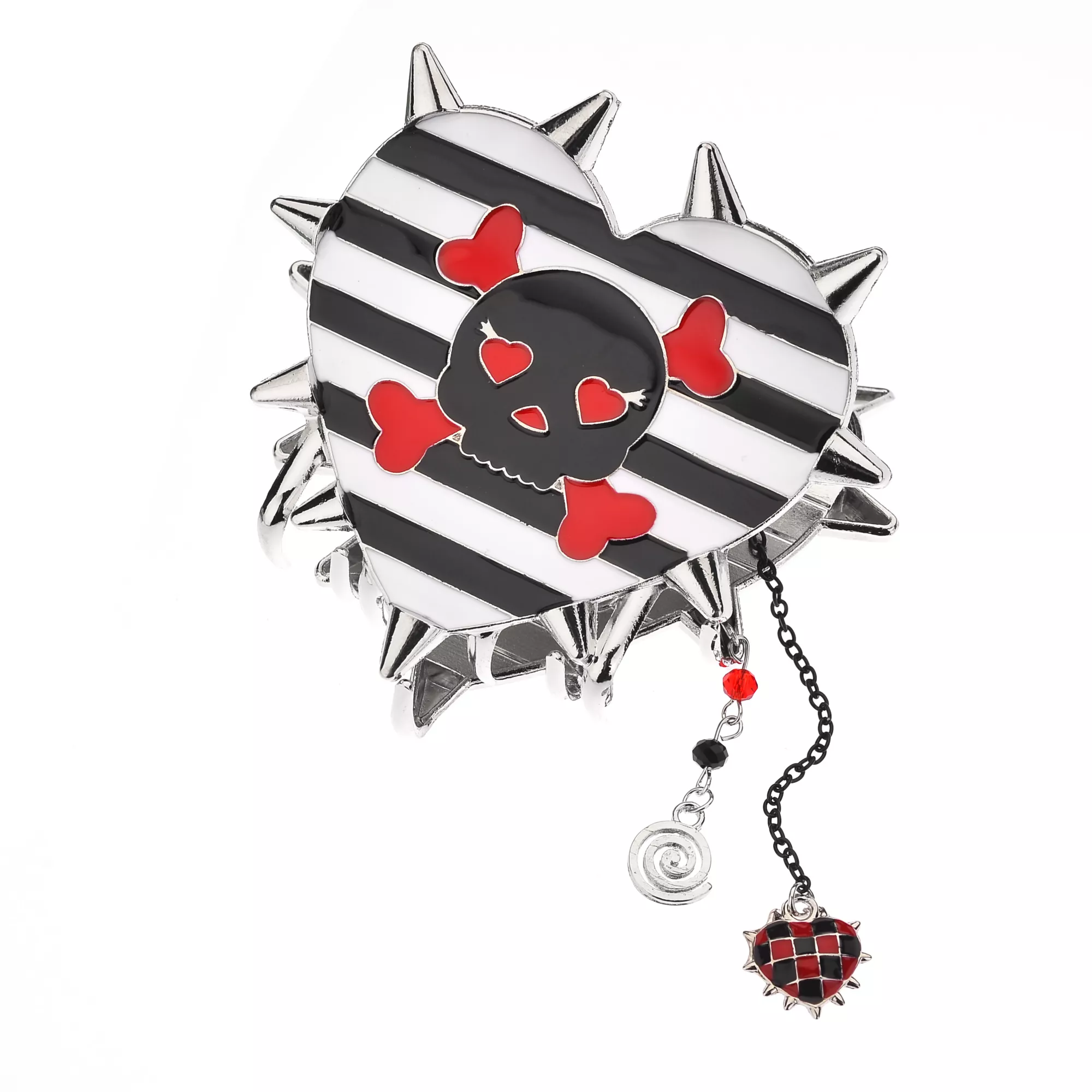 Stripe Heart Skull Spike Claw Hair Clip at Spencer's