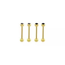 Multi-Pack Black CZ Gold-Plated Barbells 4 Pack - 14 Gauge at Spencer's