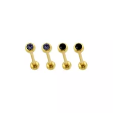 Multi-Pack Black CZ Gold-Plated Barbells 4 Pack - 14 Gauge at Spencer's