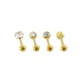 Multi-Pack CZ Titanium Gold-Tone Straight Barbells 4 Pack - 14 Gauge at Spencer's