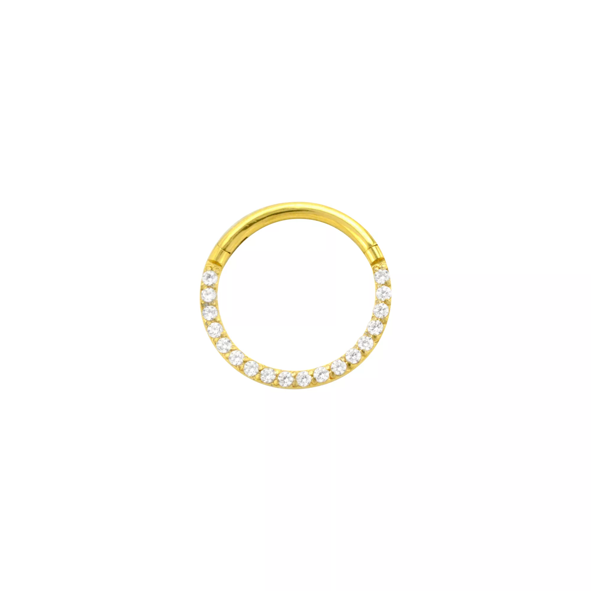 Goldtone CZ Multi-Gem Clicker Septum Ring