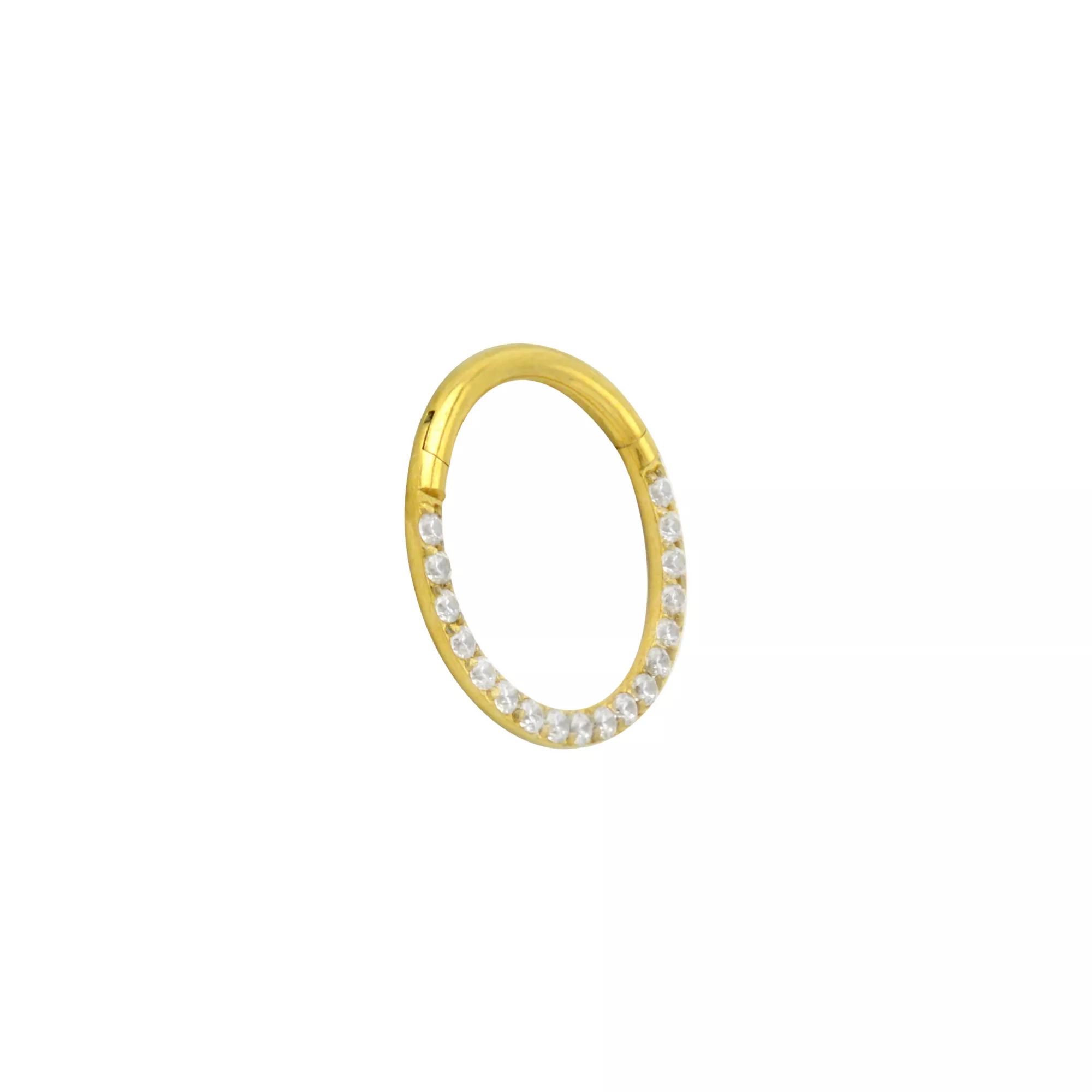 Goldtone CZ Multi-Gem Clicker Septum Ring