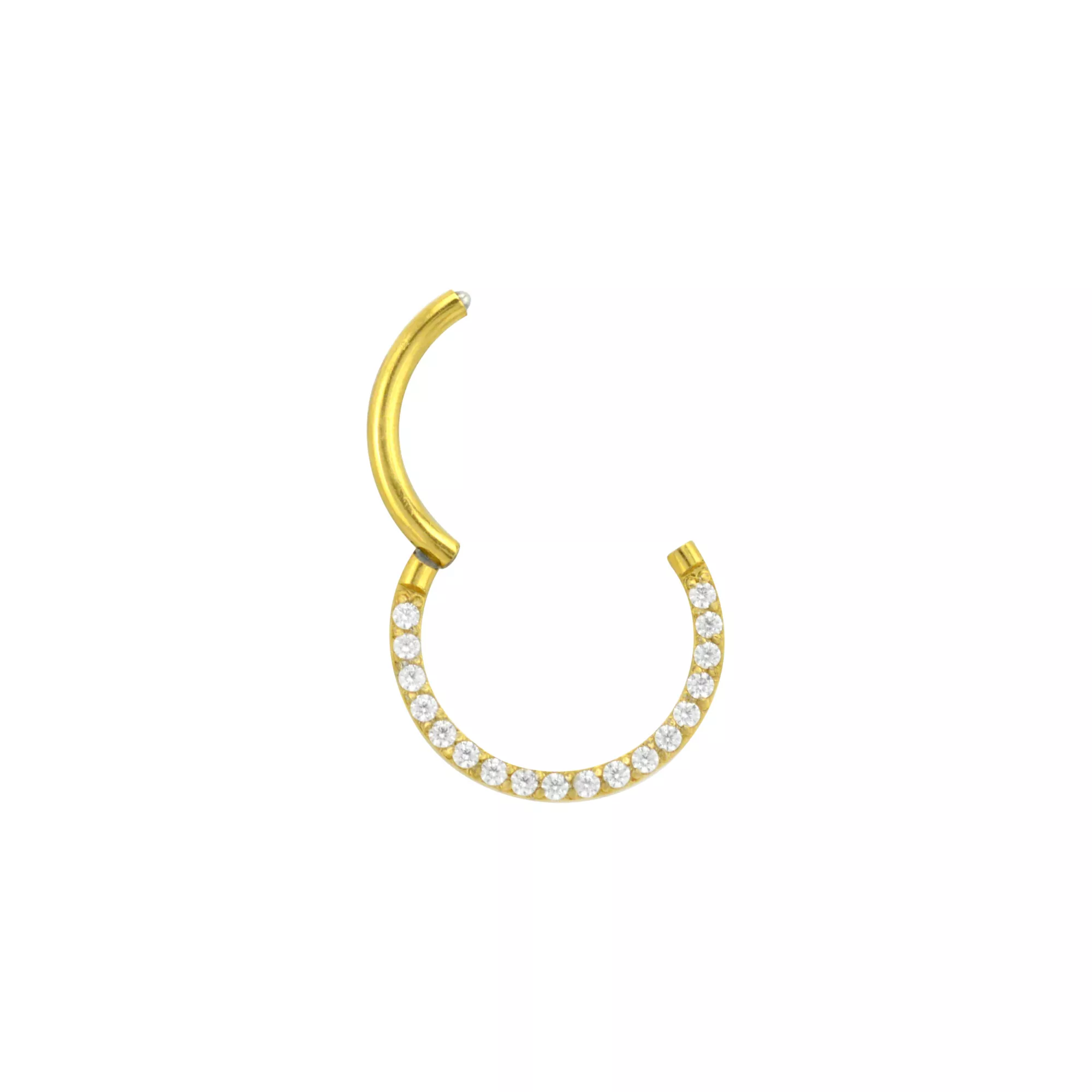 Goldtone CZ Multi-Gem Clicker Septum Ring