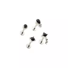 Multi-Pack Black Round Tear Drop Cartilage Earrings 4 Pack - 16 Gauge at Spencer's