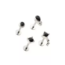 Multi-Pack Black Round Tear Drop Cartilage Earrings 4 Pack - 16 Gauge at Spencer's