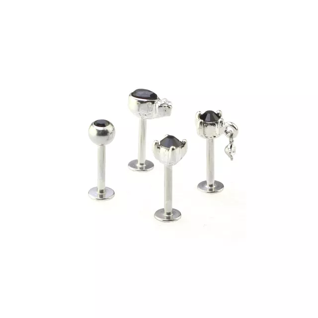 Multi-Pack Black Round Tear Drop Cartilage Earrings 4 Pack - 16 Gauge at Spencer's