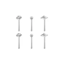 Multi-Pack CZ Diamond Shape Titanium Nose Pins 6 Pack - 20 Gauge at Spencer's