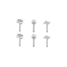 Multi-Pack CZ Diamond Shape Titanium Nose Pins 6 Pack - 20 Gauge at Spencer's
