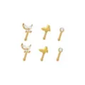 Multi-Pack CZ Butterfly Gold-Tone Titanium Nose Pins 6 Pack - 20 Gauge at Spencer's