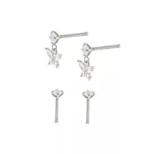 Multi-Pack CZ Butterfly Titanium Dangle Nose Pins 4 Pack - 20 Gauge at Spencer's