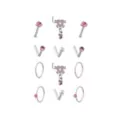 Multi-Pack CZ Pink Heart Titanium L-Bend Pin and Hoop Nose Rings 12 Pack - 20 Gauge at Spencer's