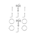 Multi-Pack CZ Titanium L-Bend Pin and Hoop Nose Rings 12 Pack - 20 Gauge at Spencer's
