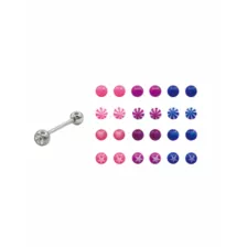 Clear CZ Silver-Tone Barbell with Interchangeable Balls - 14 Gauge at Spencer's