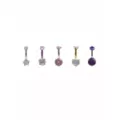 Multi-Pack Multicolor CZ Heart Star and Round Mixed Metal Belly Rings 5 Pack - 14 Gauge at Spencer's
