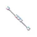 Round CZ Aurora Borealis-Effect Industrial Barbell - 14 Gauge at Spencer's