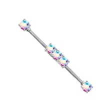 Round CZ Aurora Borealis-Effect Industrial Barbell - 14 Gauge at Spencer's