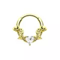 Rose Heart CZ Gold-Plated Hinged Segment Ring - 16 Gauge at Spencer's