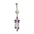 Silver-Tone Purple CZ Butterfly Dangle Belly Ring - 14 Gauge at Spencer's