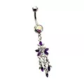 Silver-Tone Purple CZ Butterfly Dangle Belly Ring - 14 Gauge at Spencer's