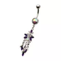 Silver-Tone Purple CZ Butterfly Dangle Belly Ring - 14 Gauge at Spencer's