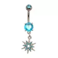 Silver-Tone Blue CZ Northern Star Dangle Belly Ring - 14 Gauge at Spencer's