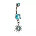 Silver-Tone Blue CZ Northern Star Dangle Belly Ring - 14 Gauge at Spencer's