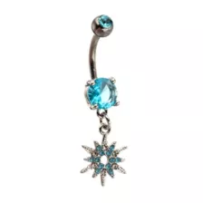 Silver-Tone Blue CZ Northern Star Dangle Belly Ring - 14 Gauge at Spencer's