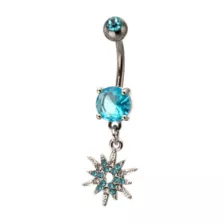 Silver-Tone Blue CZ Northern Star Dangle Belly Ring - 14 Gauge at Spencer's