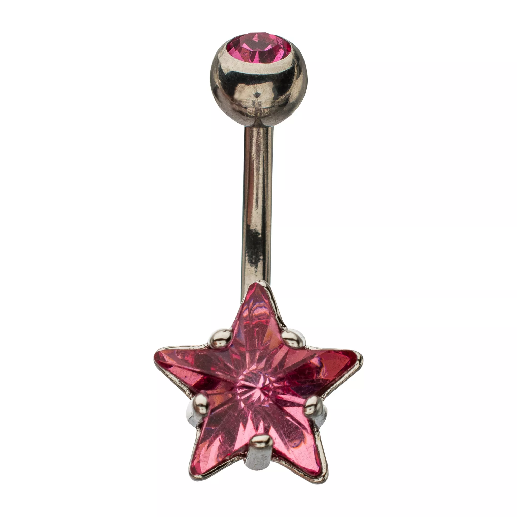 Silver-Tone CZ Starfish Dangle Belly Ring - 14 Gauge