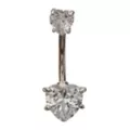 Silver-Tone Heart CZ Double Belly Ring - 14 Gauge at Spencer's